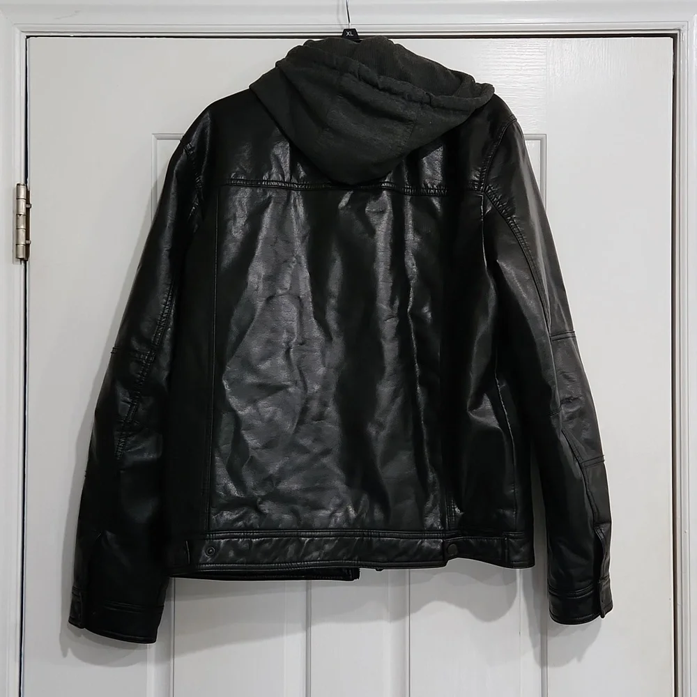 LEVI’S • Men's Faux Moto Leather Trucker Hoody with Sherpa Lining Size Medium